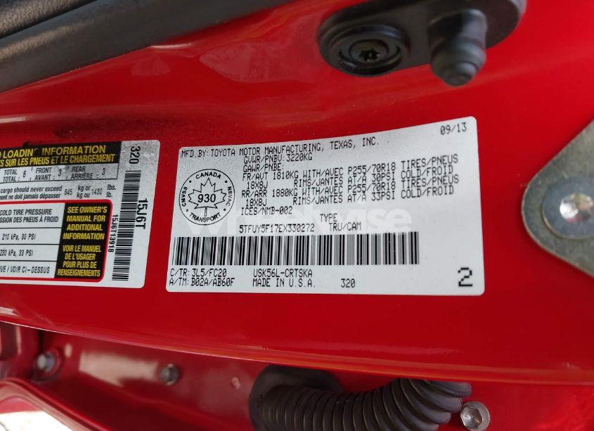 Photo 9 of 2014 Toyota Tundra SR 5.7L V8 (VIN 5TFUY5F17EX330272)