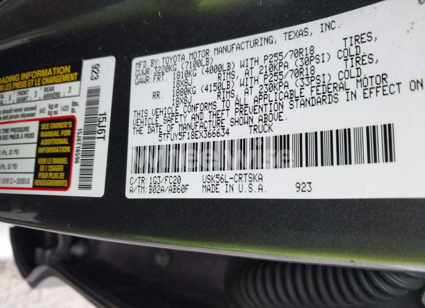 Photo 9 of 2014 Toyota Tundra SR5 5.7L V8 (VIN 5TFUY5F18EX366634)