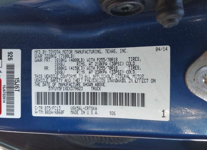 Photo 9 of 2014 Toyota Tundra SR5 5.7L V8 (VIN 5TFUY5F1XEX379823)