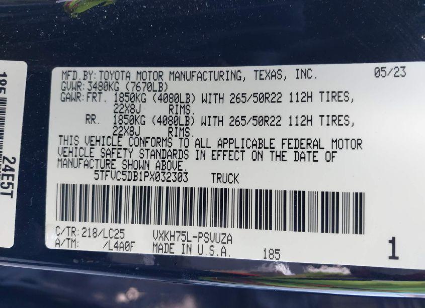 Photo 9 of 2023 Toyota Tundra HYBRID CAPSTONE (VIN 5TFVC5DB1PX032303)