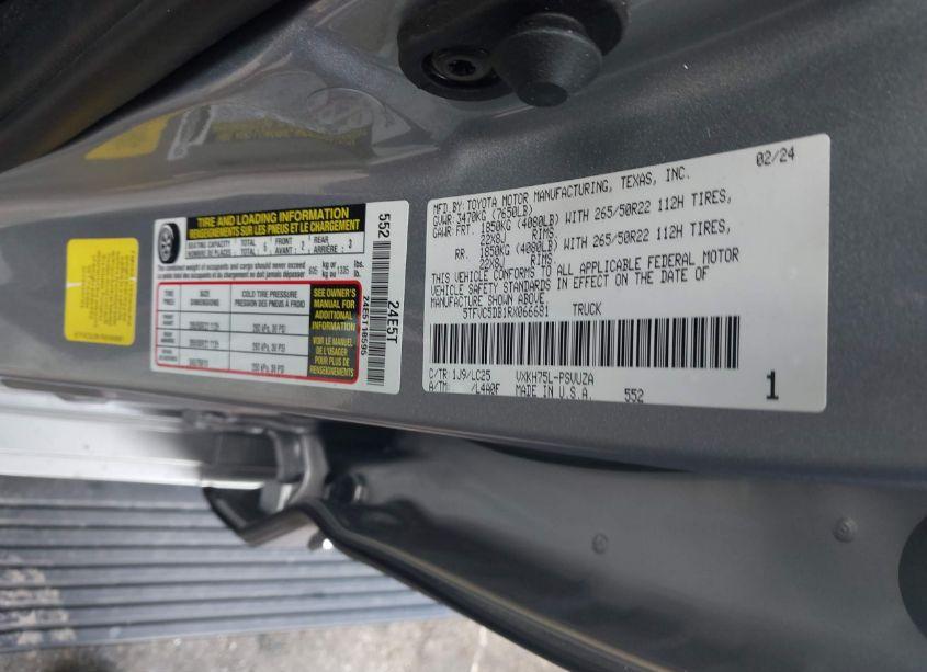 Photo 9 of 2024 Toyota Tundra HYBRID CAPSTONE (VIN 5TFVC5DB1RX066681)