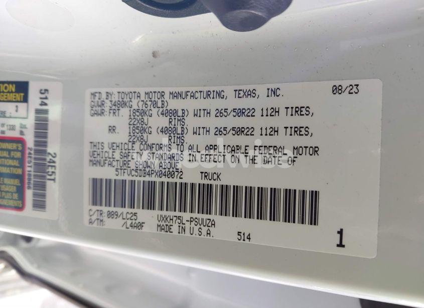 Photo 9 of 2023 Toyota Tundra HYBRID CAPSTONE (VIN 5TFVC5DB4PX040072)