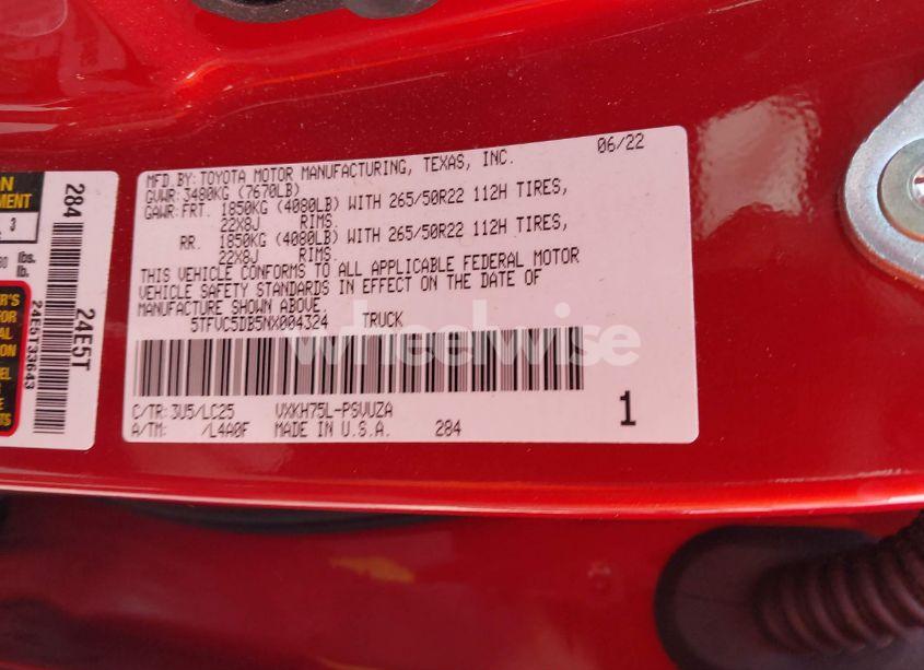 Photo 9 of 2022 Toyota Tundra HYBRID CAPSTONE (VIN 5TFVC5DB5NX004324)