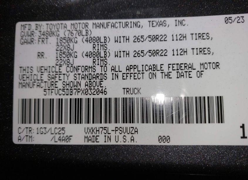 Photo 9 of 2023 Toyota Tundra HYBRID CAPSTONE (VIN 5TFVC5DB7PX032046)