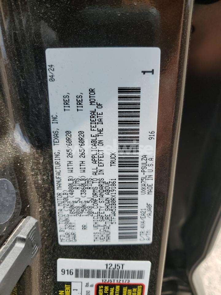 Photo 12 of 2024 TOYOTA TUNDRA CREWMAX LIMITED (VIN 5TFWA5DB0RX191861)