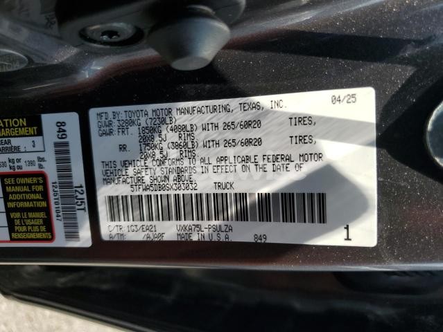 Photo 8 of 2025 TOYOTA TUNDRA CREWMAX LIMITED (VIN 5TFWA5DB0SX303032)