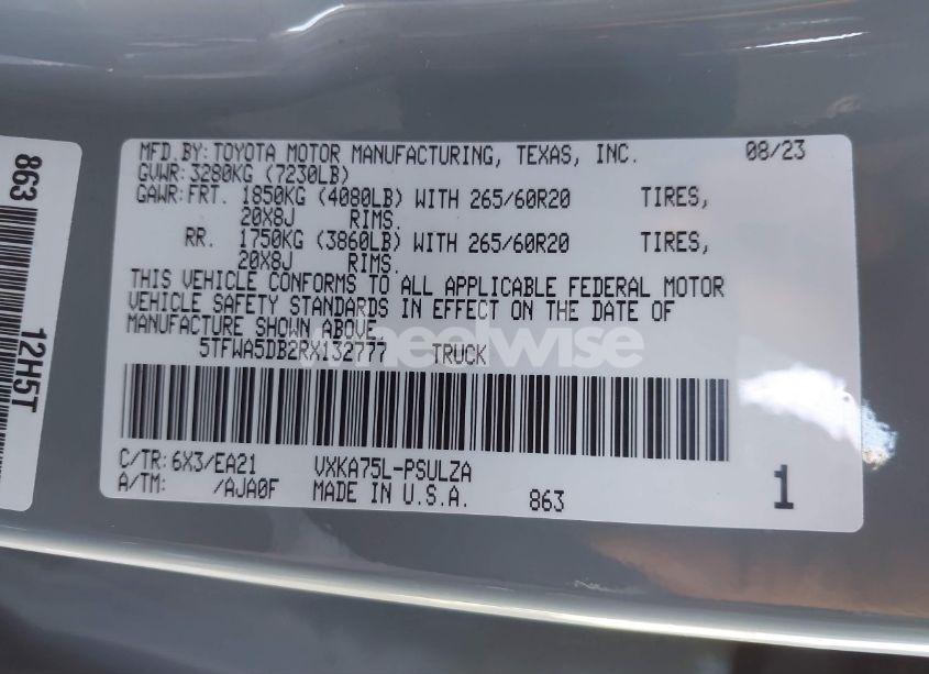 Photo 9 of 2024 Toyota Tundra LIMITED (VIN 5TFWA5DB2RX132777)