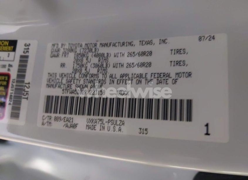 Photo 9 of 2024 Toyota Tundra LIMITED (VIN 5TFWA5DB2RX223158)