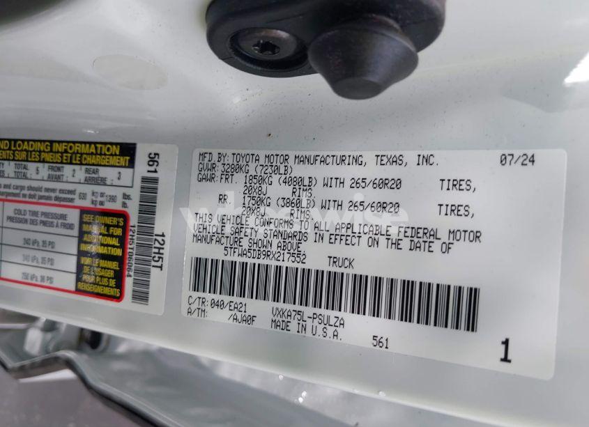 Photo 9 of 2024 Toyota Tundra LIMITED (VIN 5TFWA5DB9RX217552)