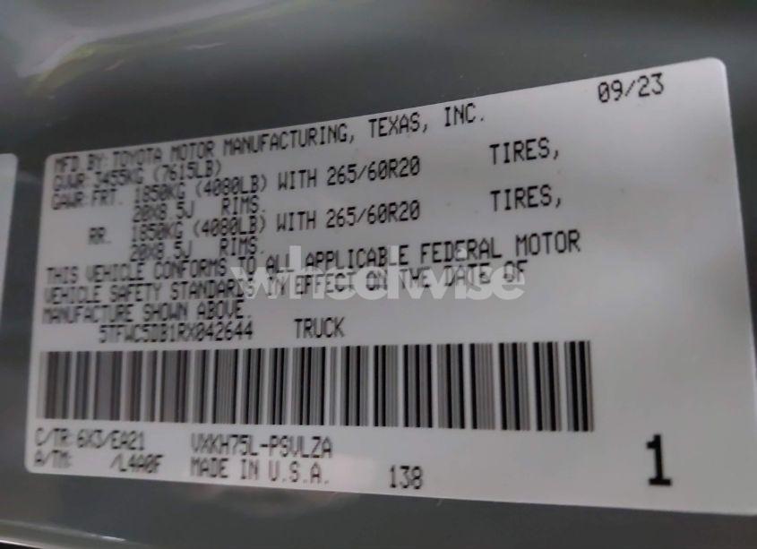 Photo 9 of 2024 Toyota Tundra HYBRID LIMITED (VIN 5TFWC5DB1RX042644)