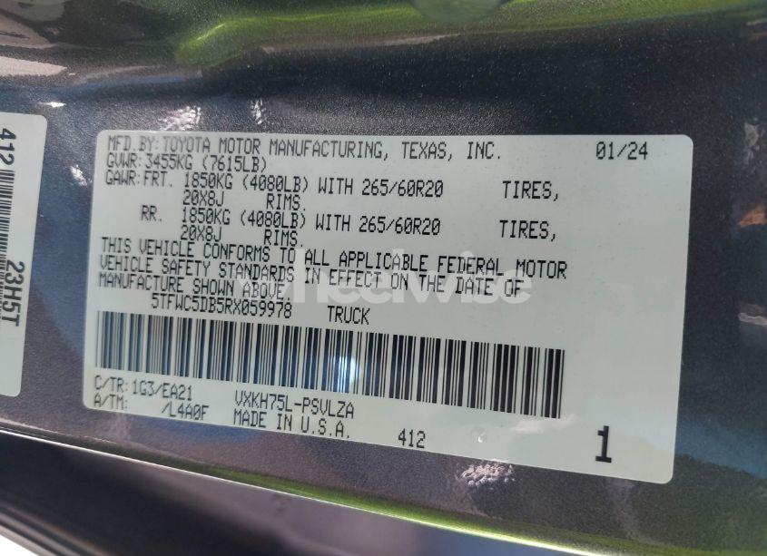 Photo 9 of 2024 Toyota Tundra HYBRID LIMITED 4WD (VIN 5TFWC5DB5RX059978)