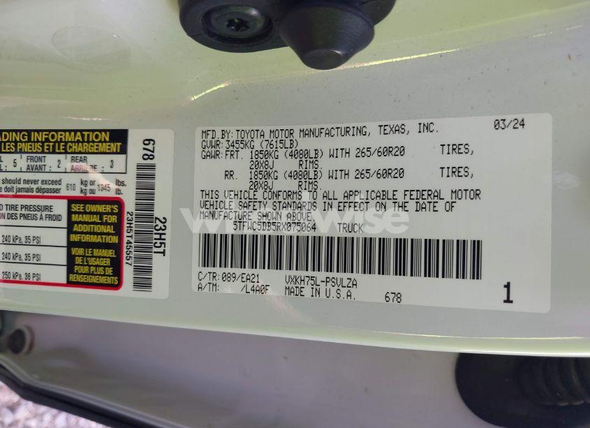 Photo 9 of 2024 Toyota Tundra HYBRID LIMITED (VIN 5TFWC5DB5RX075064)