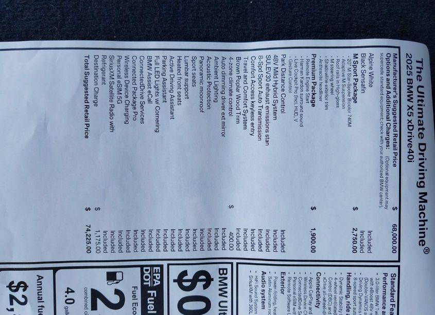 Photo 18 of 2025 Bmw X5 XDRIVE40I (VIN 5UX23EU01S9X79168)