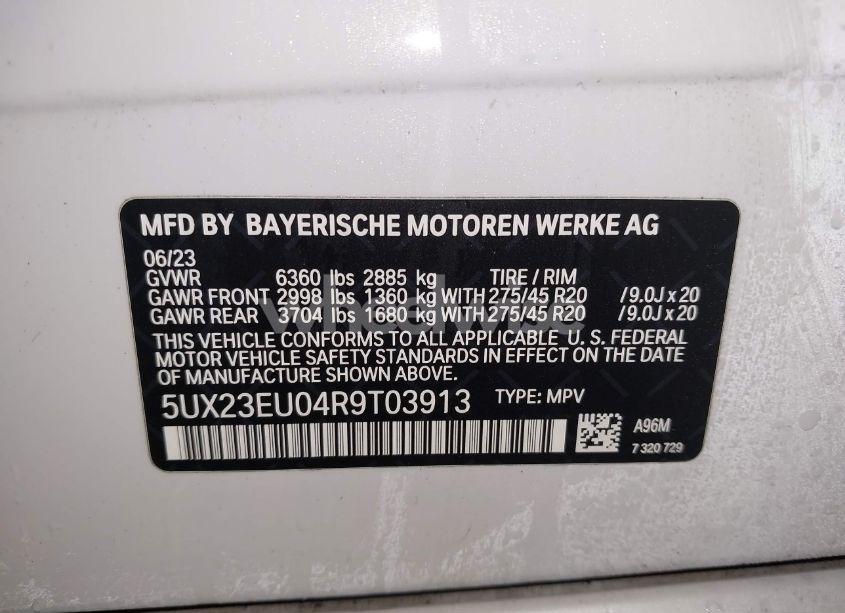 Photo 9 of 2024 Bmw X5 XDRIVE40I (VIN 5UX23EU04R9T03913)