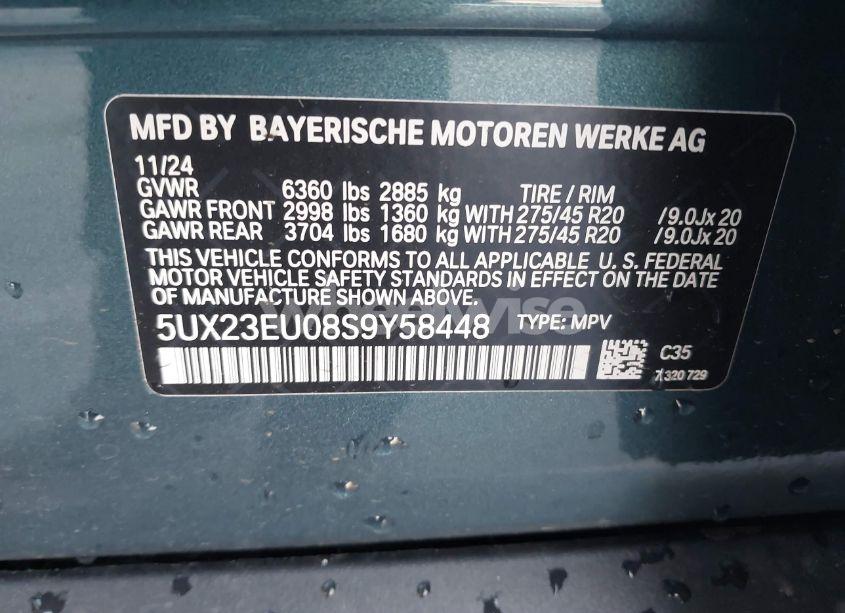 Photo 9 of 2025 Bmw X5 XDRIVE40I (VIN 5UX23EU08S9Y58448)