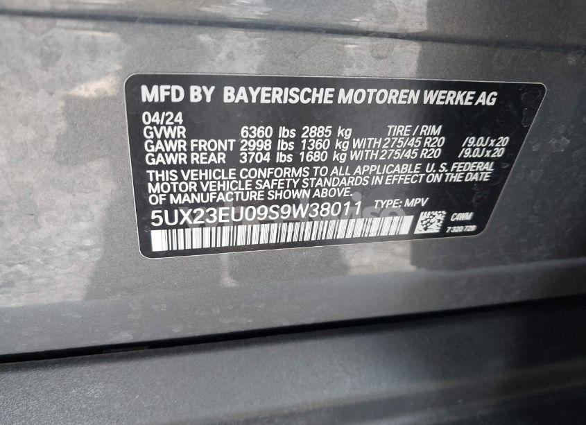 Photo 9 of 2025 Bmw X5 XDRIVE40I (VIN 5UX23EU09S9W38011)