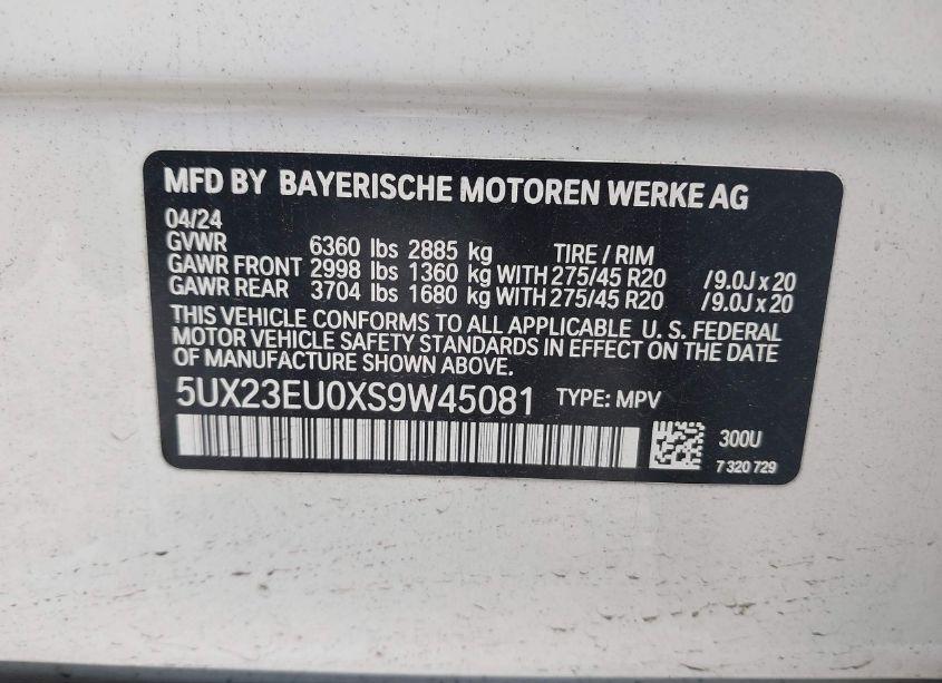 Photo 9 of 2025 Bmw X5 XDRIVE40I (VIN 5UX23EU0XS9W45081)