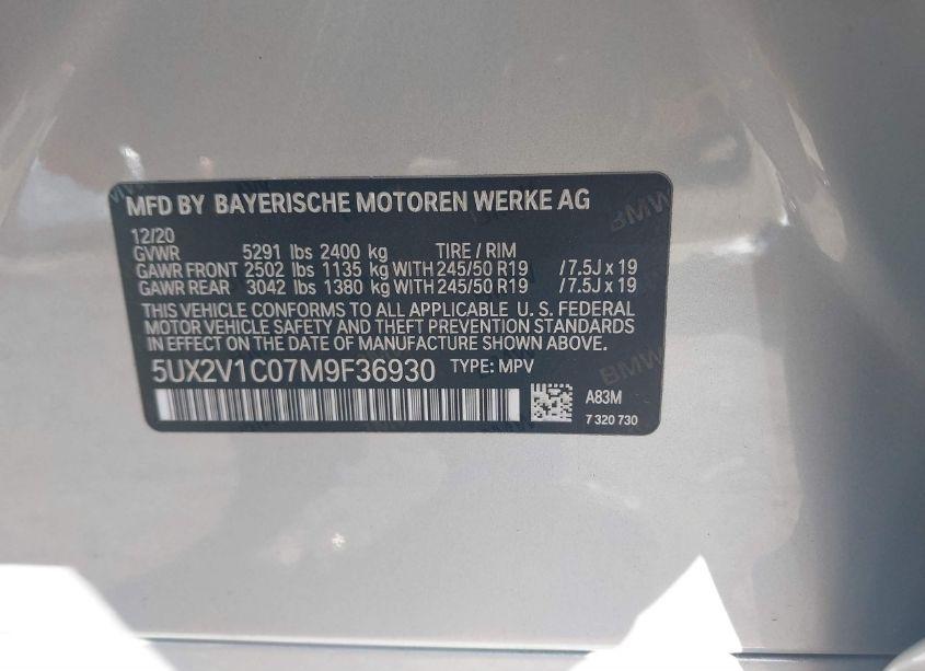 Photo 9 of 2021 Bmw X4 XDRIVE30I (VIN 5UX2V1C07M9F36930)