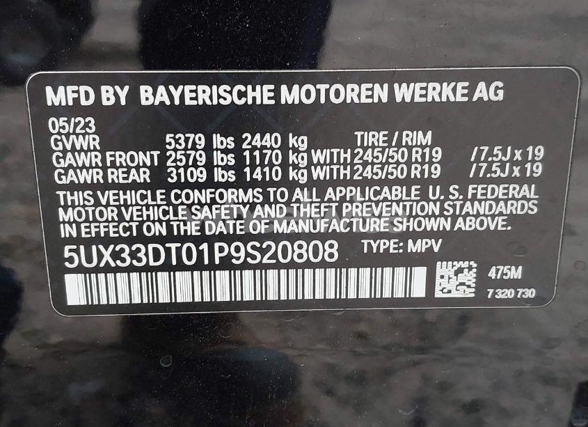 Photo 9 of 2023 Bmw X4 XDRIVE30I (VIN 5UX33DT01P9S20808)