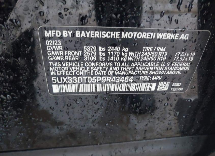 Photo 9 of 2023 Bmw X4 XDRIVE30I (VIN 5UX33DT05P9R43464)