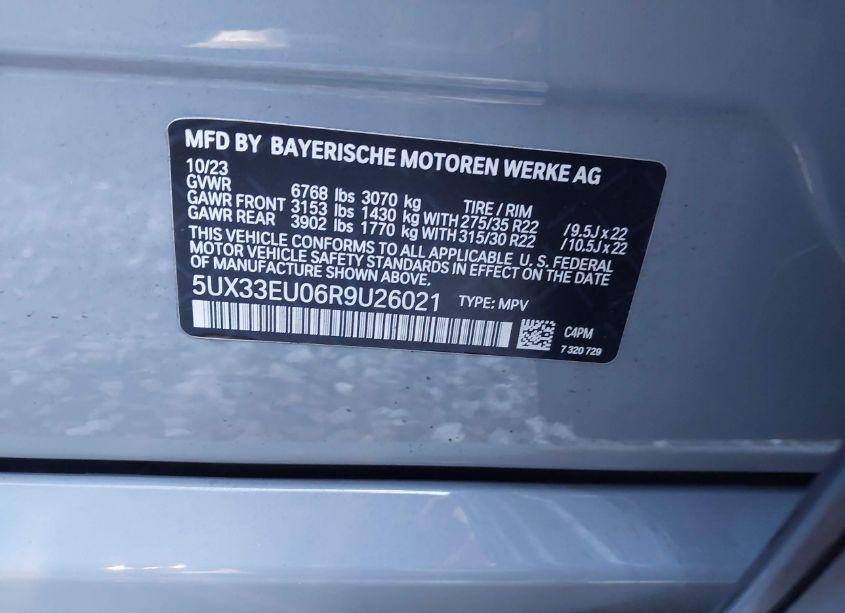 Photo 9 of 2024 Bmw X5 M60I (VIN 5UX33EU06R9U26021)