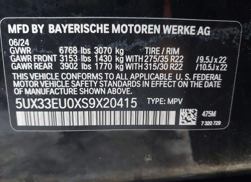 Photo 9 of 2025 Bmw X5 M60I (VIN 5UX33EU0XS9X20415)