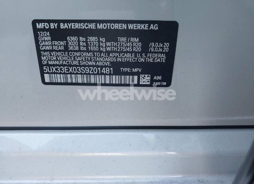 Photo 9 of 2025 Bmw X6 XDRIVE40I (VIN 5UX33EX03S9Z01481)