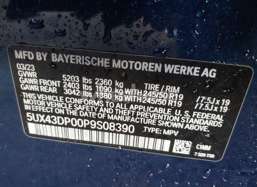 Photo 9 of 2023 Bmw X3 SDRIVE30I (VIN 5UX43DP00P9S08390)