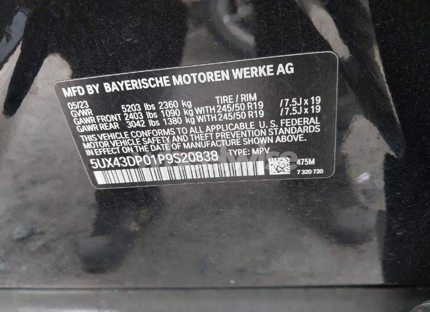 Photo 9 of 2023 Bmw X3 SDRIVE30I (VIN 5UX43DP01P9S20838)