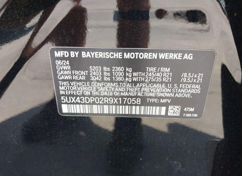 Photo 9 of 2024 Bmw X3 SDRIVE30I (VIN 5UX43DP02R9X17058)
