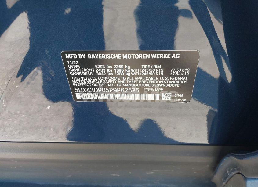 Photo 9 of 2023 Bmw X3 SDRIVE30I (VIN 5UX43DP05P9P62525)