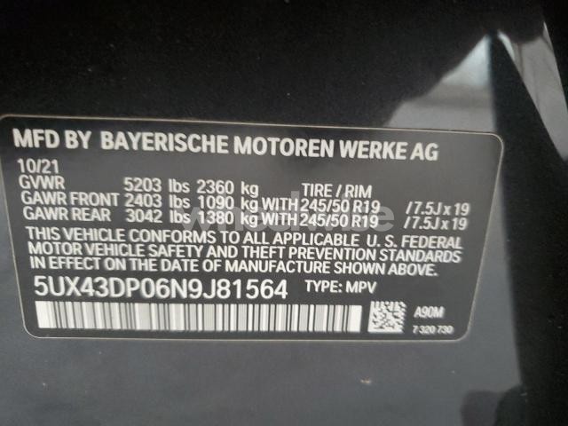 Photo 11 of 2022 BMW X3 SDRIVE30I (VIN 5UX43DP06N9J81564)