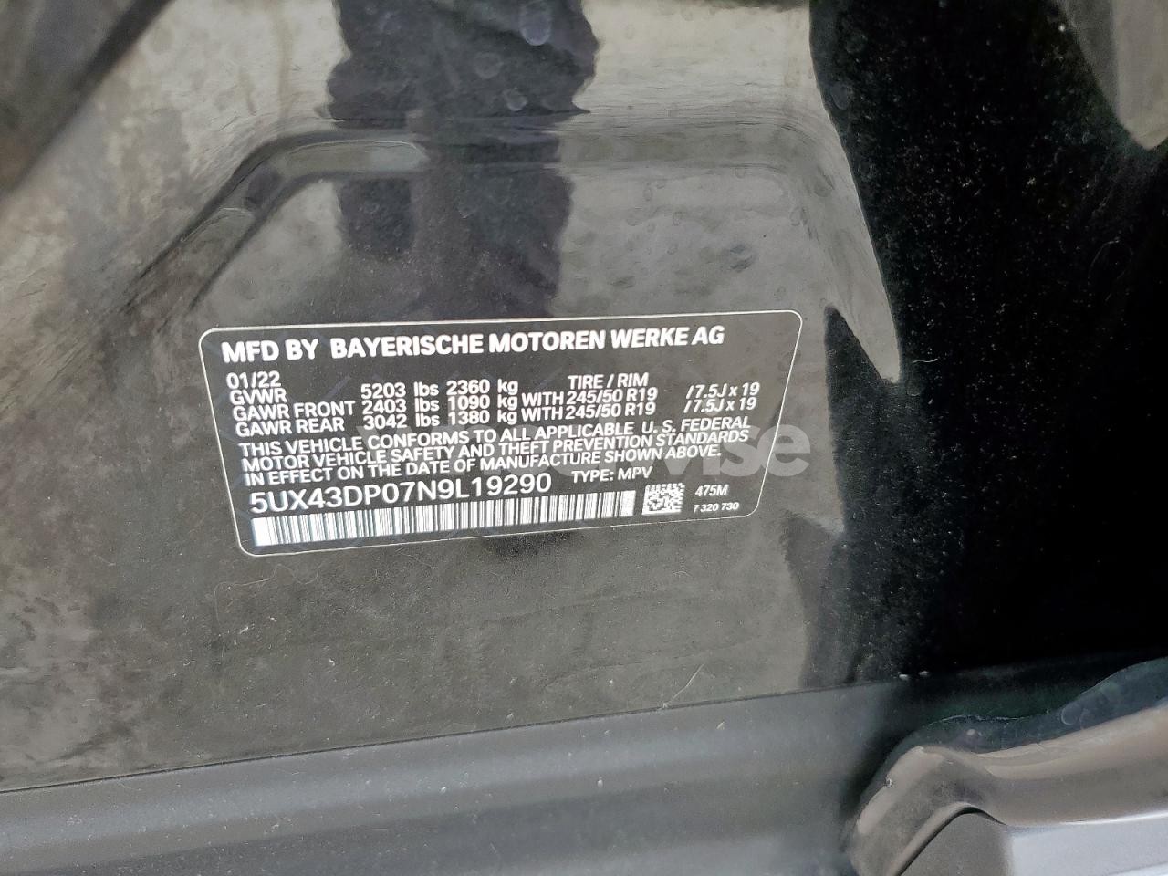 Photo 12 of 2022 BMW X3 SDRIVE30I (VIN 5UX43DP07N9L19290)