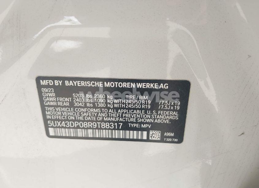 Photo 9 of 2024 Bmw X3 SDRIVE30I (VIN 5UX43DP08R9T88317)