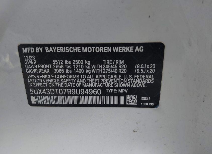 Photo 9 of 2024 Bmw X4 M40I (VIN 5UX43DT07R9U94960)