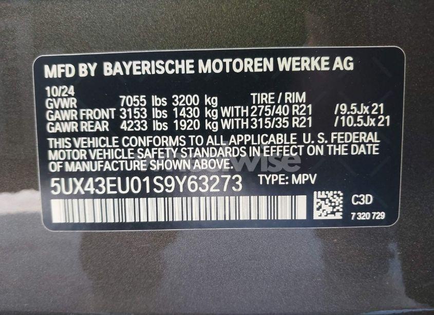 Photo 9 of 2025 Bmw X5 PHEV XDRIVE50E (VIN 5UX43EU01S9Y63273)