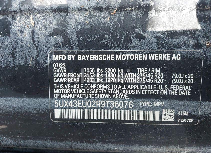 Photo 9 of 2024 Bmw X5 PHEV XDRIVE50E (VIN 5UX43EU02R9T36076)