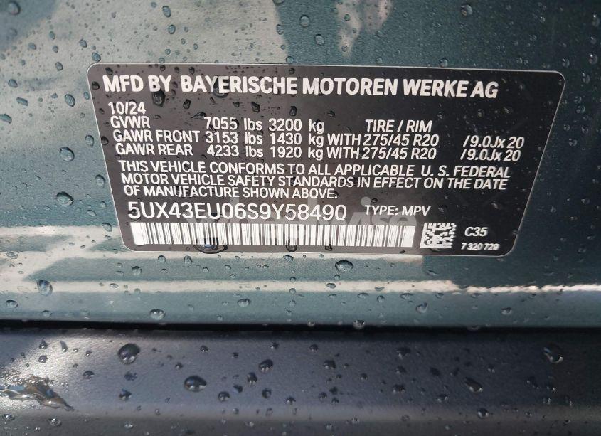 Photo 9 of 2025 Bmw X5 PHEV XDRIVE50E (VIN 5UX43EU06S9Y58490)