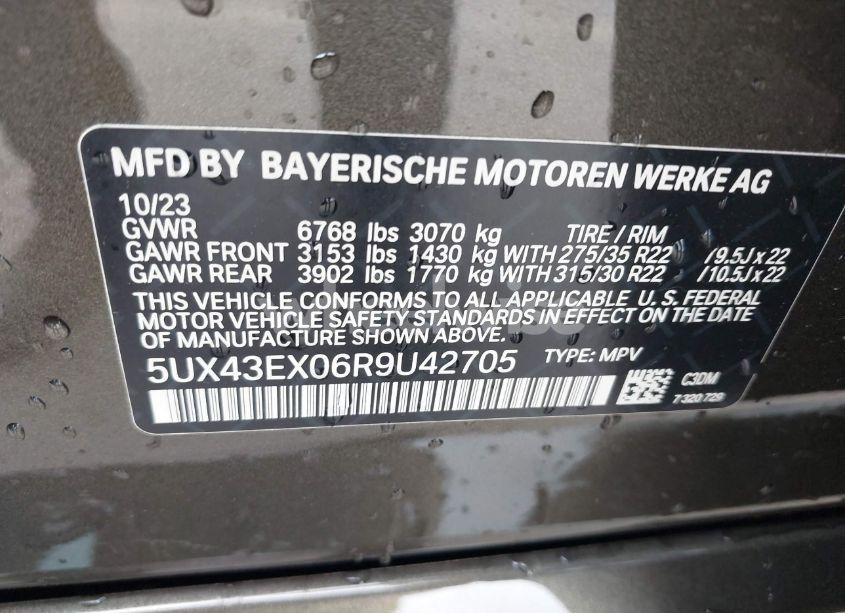 Photo 9 of 2024 Bmw X6 M60I (VIN 5UX43EX06R9U42705)