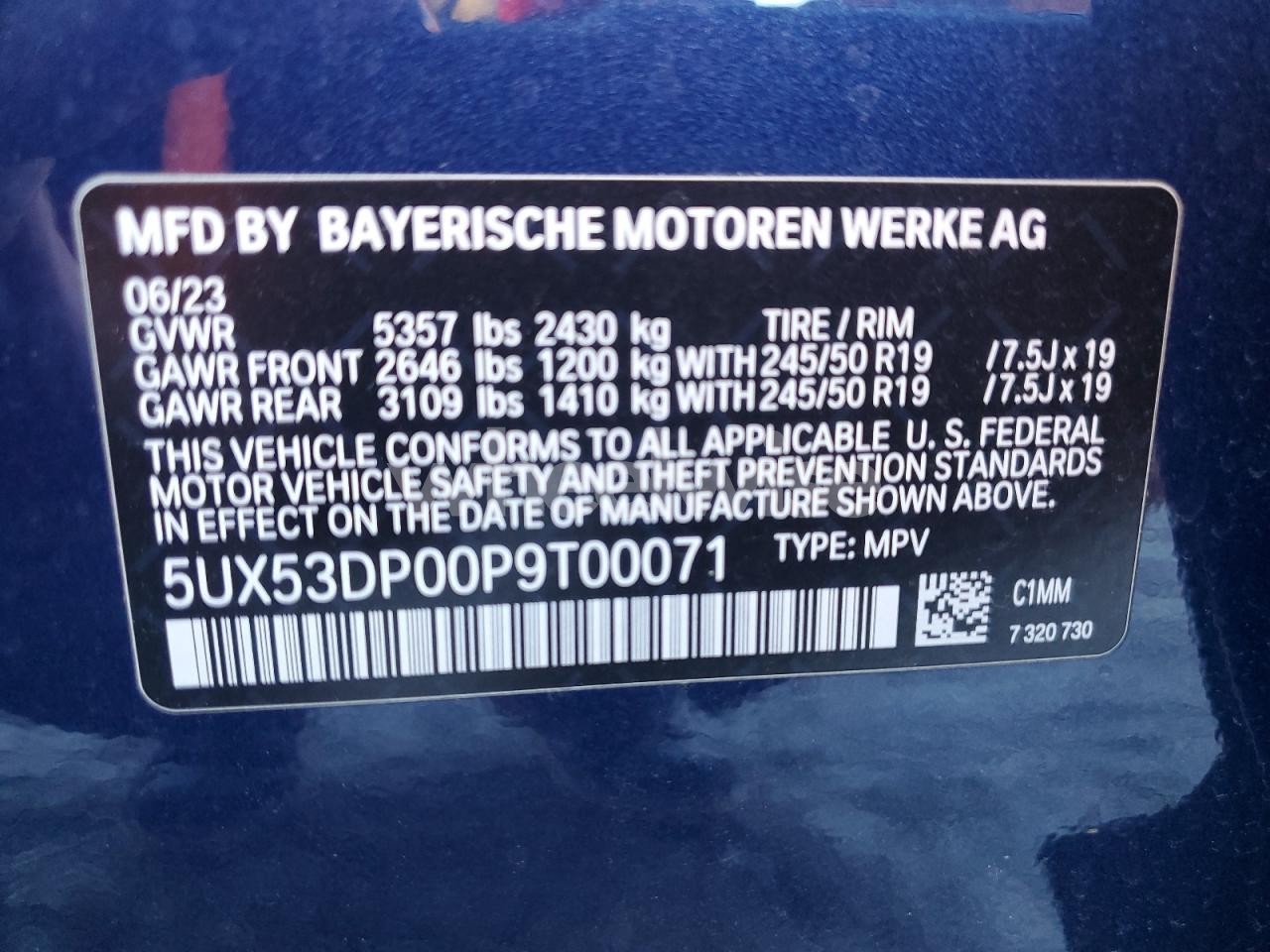Photo 13 of 2023 BMW X3 XDRIVE30I (VIN 5UX53DP00P9T00071)