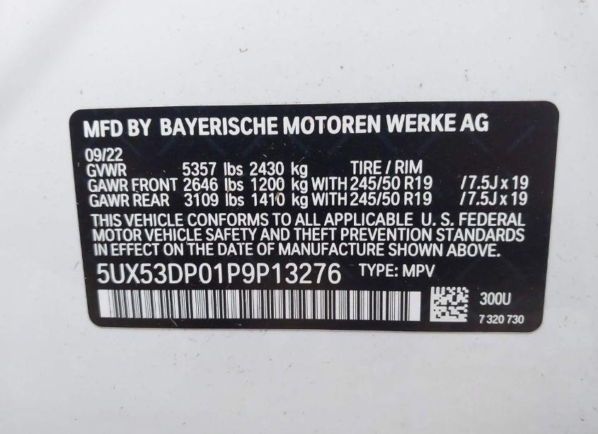 Photo 9 of 2023 Bmw X3 XDRIVE30I (VIN 5UX53DP01P9P13276)