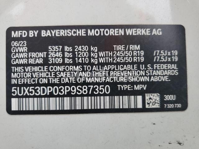 Photo 8 of 2023 BMW X3 XDRIVE30I (VIN 5UX53DP03P9S87350)