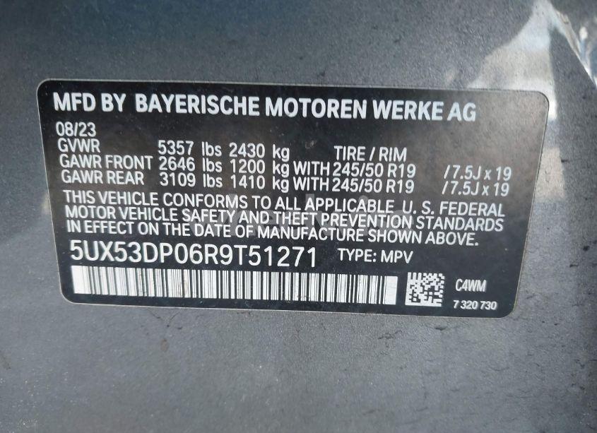Photo 9 of 2024 Bmw X3 XDRIVE30I (VIN 5UX53DP06R9T51271)