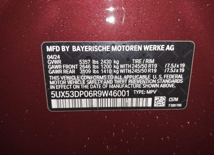 Photo 9 of 2024 Bmw X3 XDRIVE30I (VIN 5UX53DP06R9W46001)