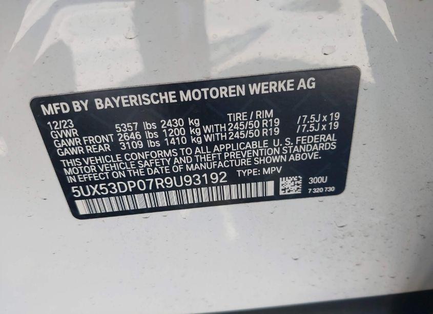 Photo 9 of 2024 Bmw X3 XDRIVE30I (VIN 5UX53DP07R9U93192)