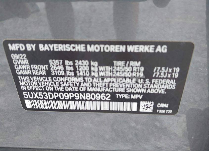 Photo 9 of 2023 Bmw X3 XDRIVE30I (VIN 5UX53DP09P9N80962)
