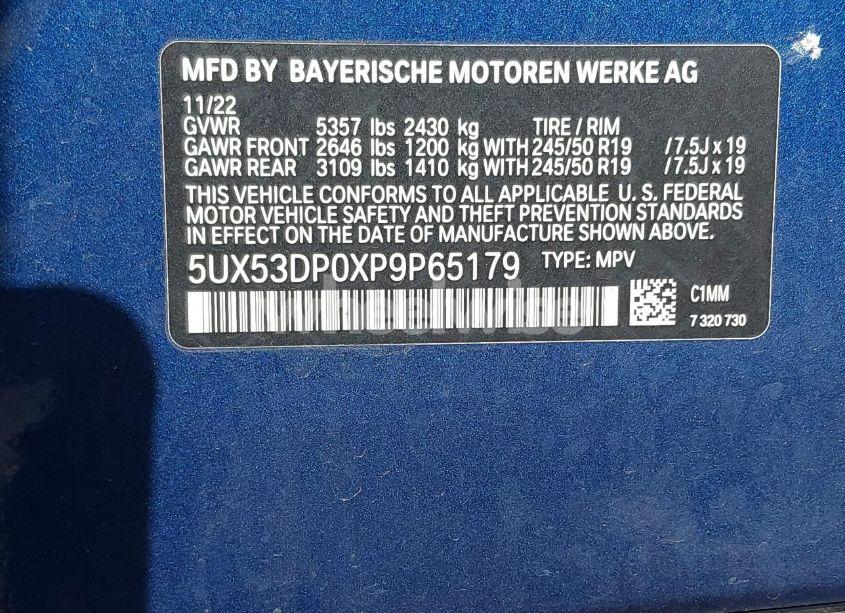Photo 9 of 2023 Bmw X3 XDRIVE30I (VIN 5UX53DP0XP9P65179)