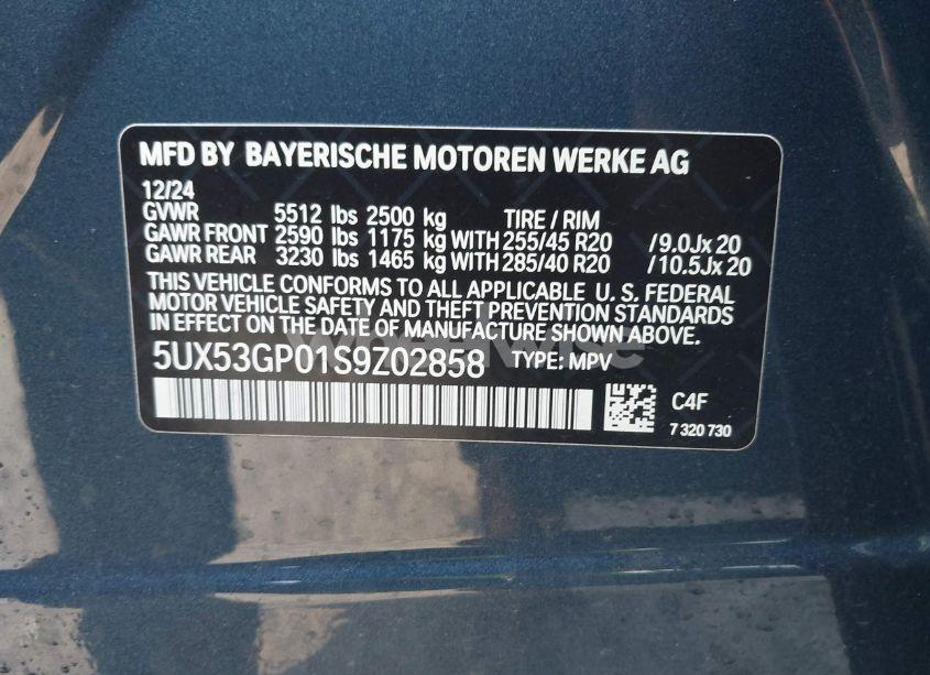 Photo 9 of 2025 Bmw X3 30 XDRIVE (VIN 5UX53GP01S9Z02858)