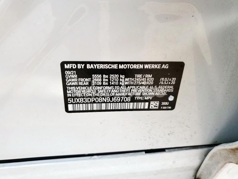 Photo 8 of 2022 BMW X3 M40I (VIN 5UX83DP08N9J69708)