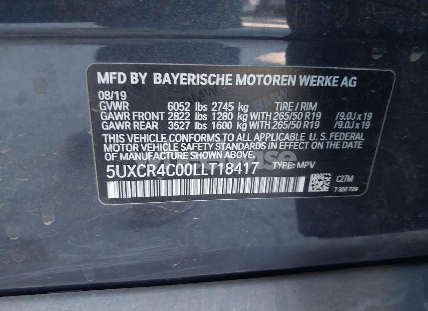 Photo 9 of 2020 Bmw X5 SDRIVE40I (VIN 5UXCR4C00LLT18417)